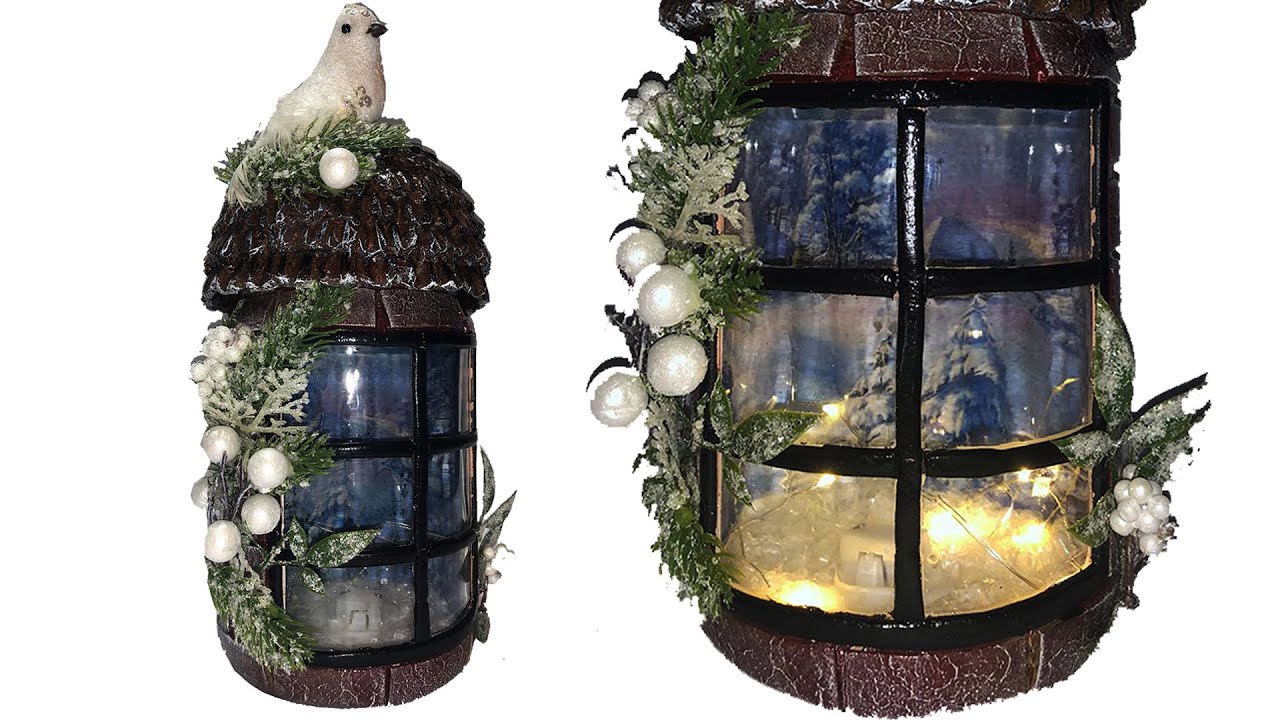 DIY CHRISTMAS JAR DECORATION / REVERSE DECOUPAGE ON GLASS