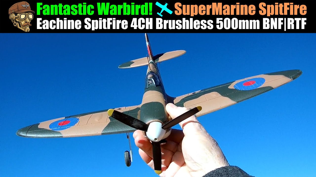 Фантастический военный самолет! Eachine SuperMarine SpitFire 4CH с бесщеточным двигателем, размах...