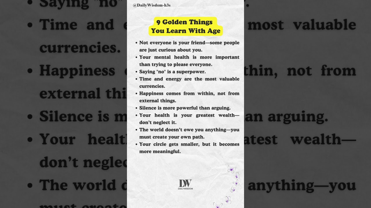 9 Golden Things You Learn With Age #lifelessons #wisdom #motivation #quotes #trending #shorts