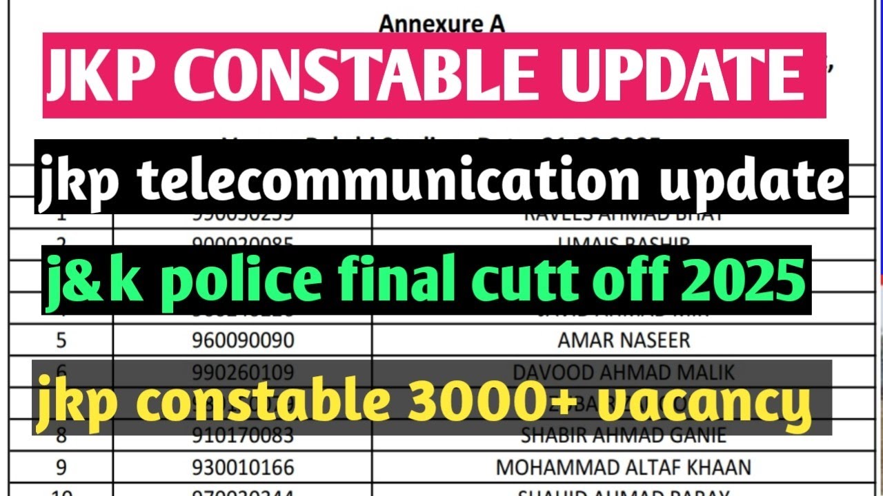 Jkp constable update 🔥/jkp constable final cutt off 2025/jkp telecommunication update 