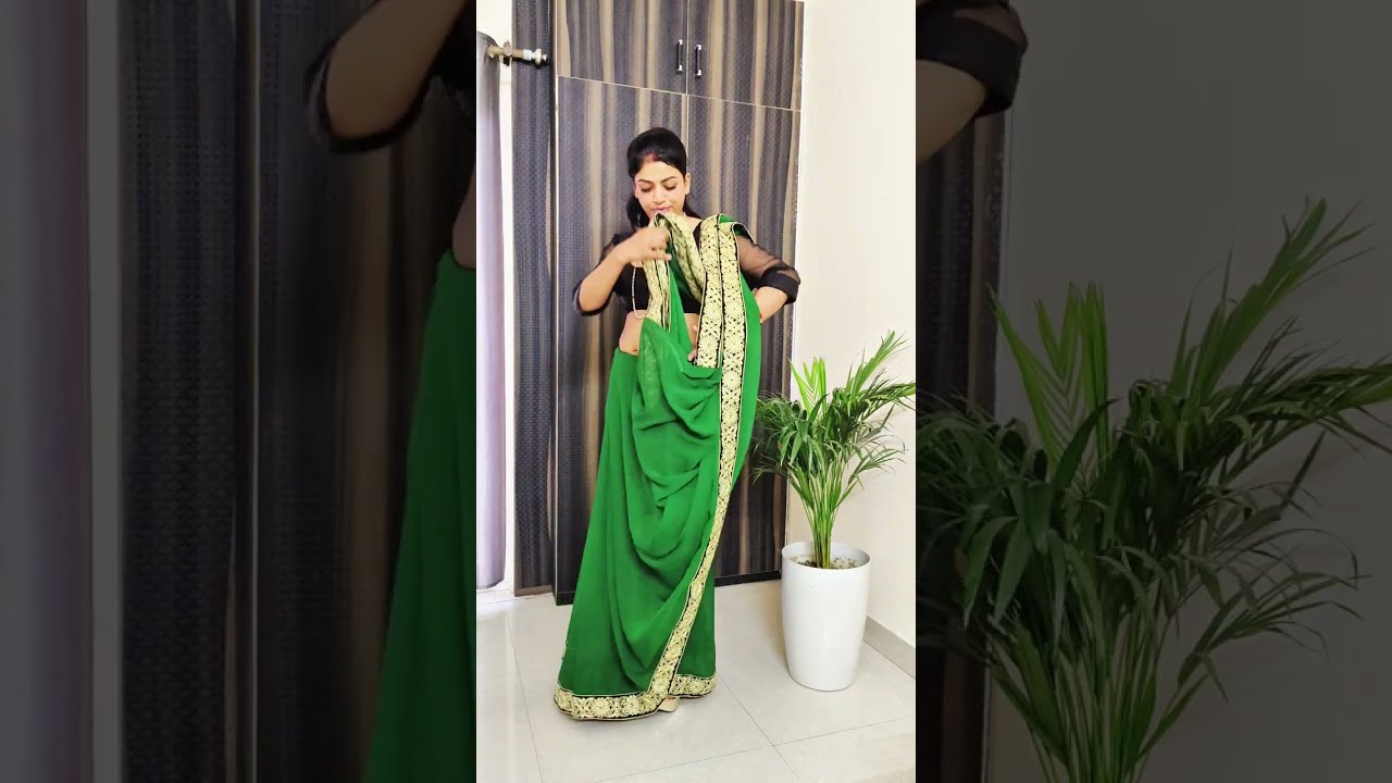 Slay in a Green Chiffon Saree! Easy Draping Tutorial for Beginners | Step-by-Step Guide