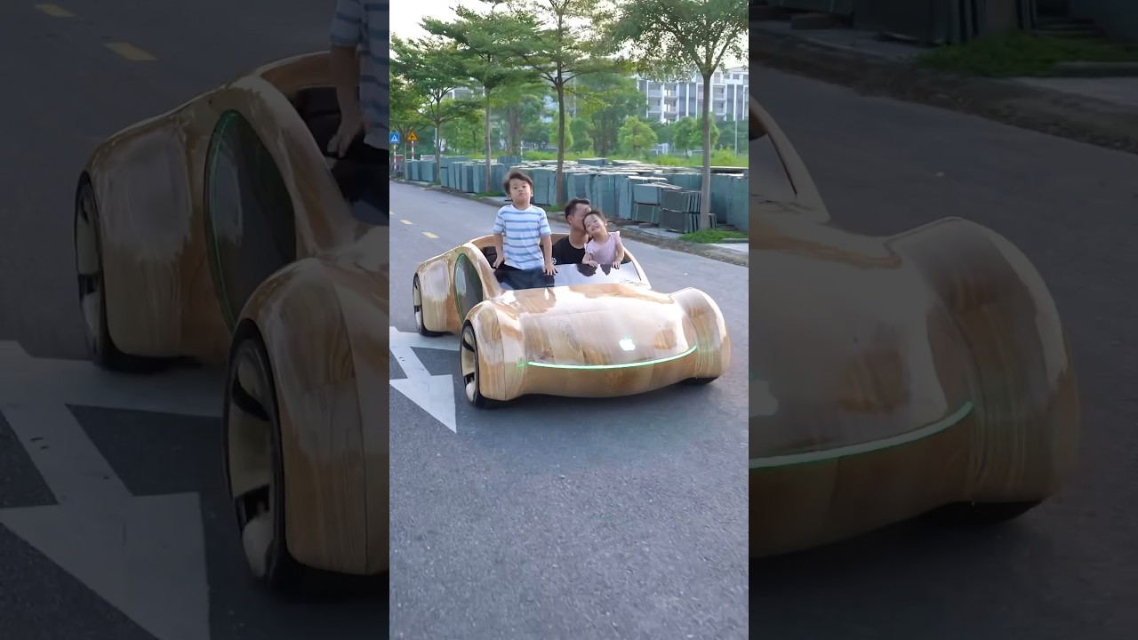 Dad Designed And Build iCar ( Apple Car ) For His Son #homemade #woodworking #homemade #icar