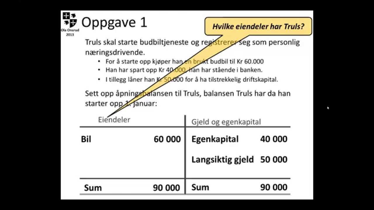 Balanse - en illustrativ øvingsoppgave