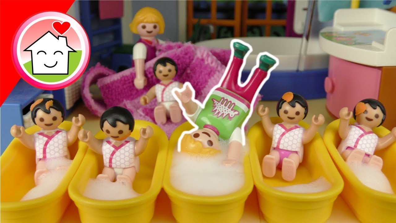 Playmobil Film Familie Hauser - Badetag bei den F&uuml;nflingen - Geschichte mit Lena f&uuml;r Kinder