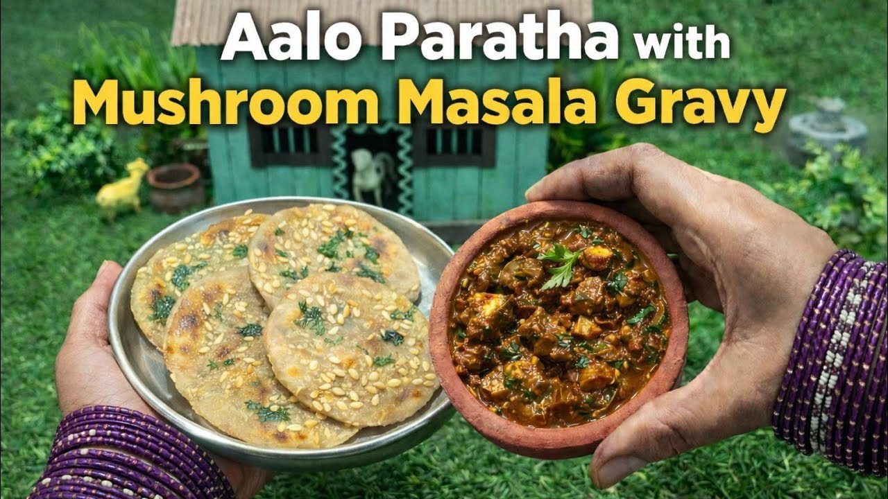 Aalo paratha with Mushroom masala gravy | PLEASE DO SUBSCRIBE MY CHANNEL 🙏🤍| Super combination 🤤|