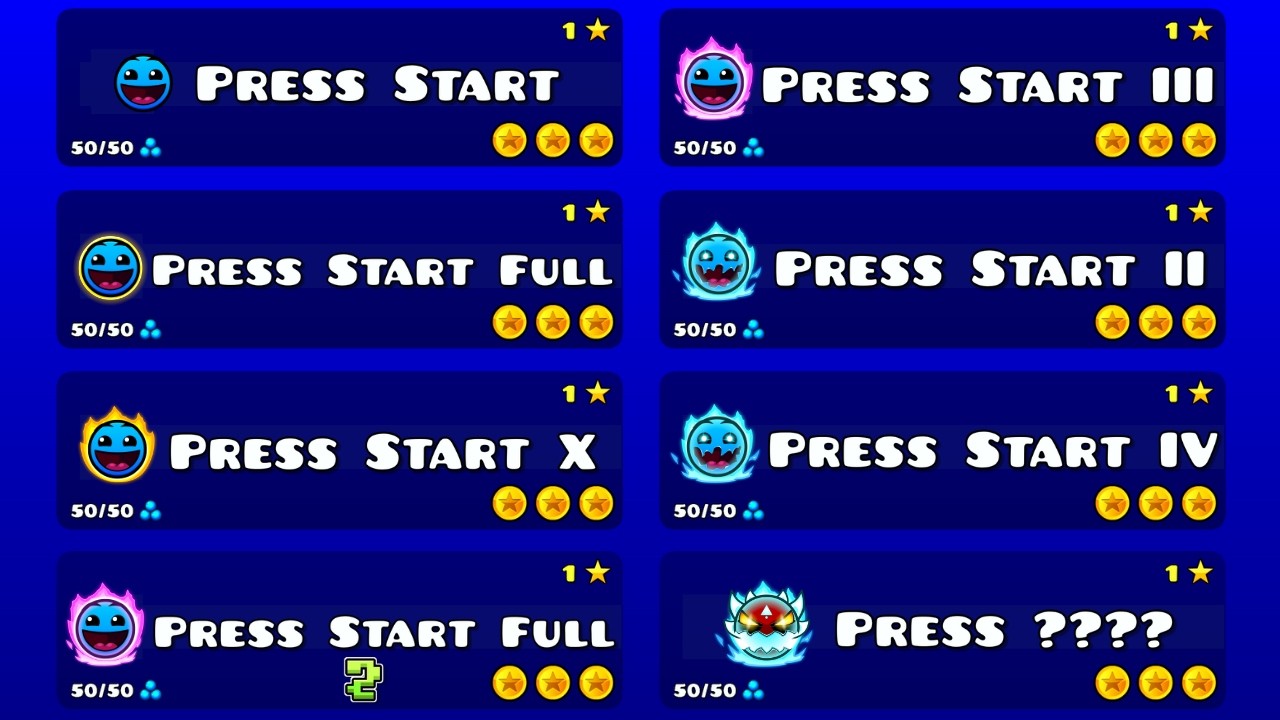 All PRESS START Versions in 1 Video! | Geometry Dash