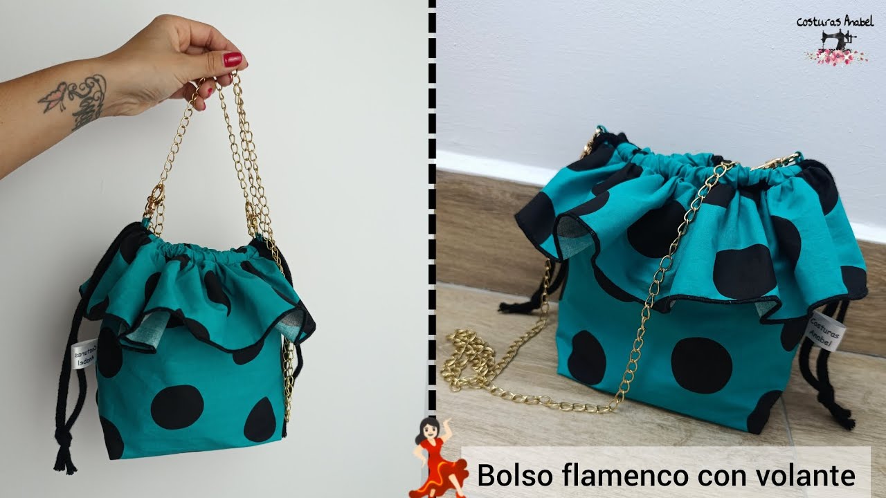 Bolso flamenco tipo saco con volante 💃🏻| Súper fácil 🪡 #coser #tutorial #diy
