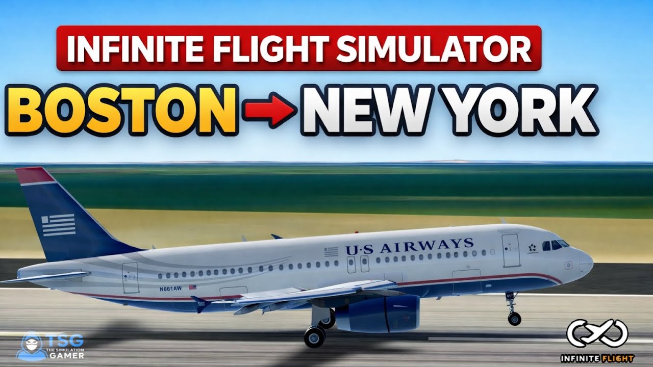 Infinite flight simulator | Boston – New York | Airbus A320-200 | U.S AIRWAYS | Gameplay 