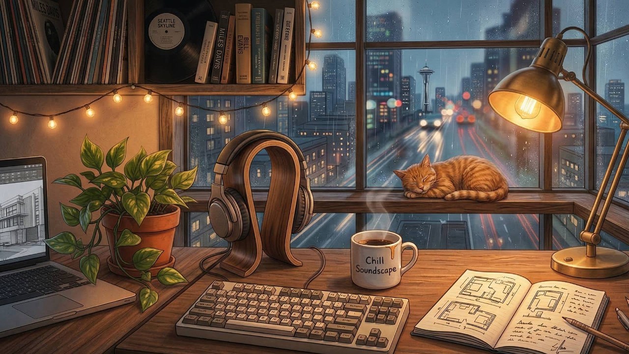 1 A.M. Study Session ☔ Tracing the Rain [Architect Studio 📐/ 2 Hour Lofi Focus Mix]