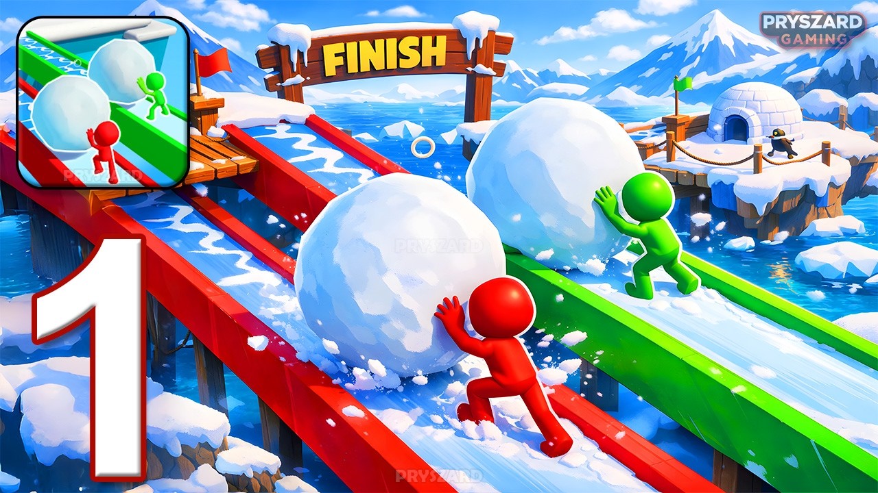Snowball Race 3D: Ice Bridge - Gameplay Walkthrough Part 1 - Bridge Snow Race 3D (iOS, Android)