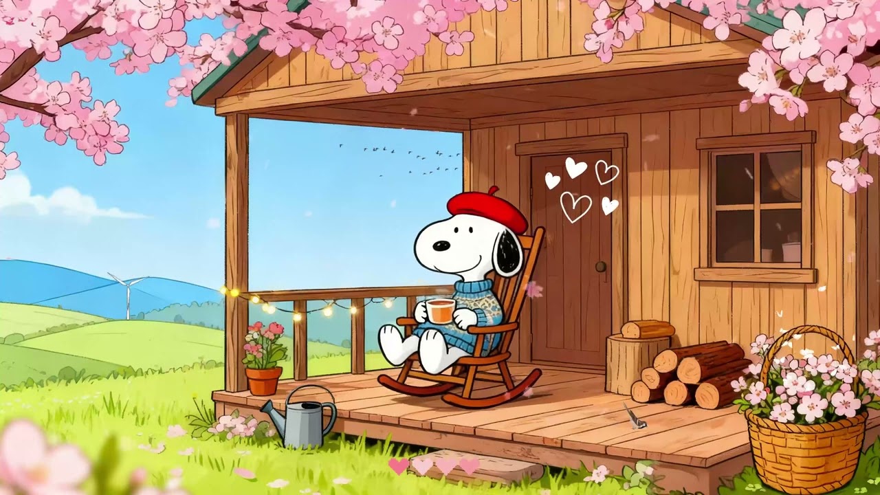 Snoopy’s Cozy Spring Cottage 🌸 Relaxing Lofi Beats for a Peaceful Morning 💕 Soft Lofi for Sleep