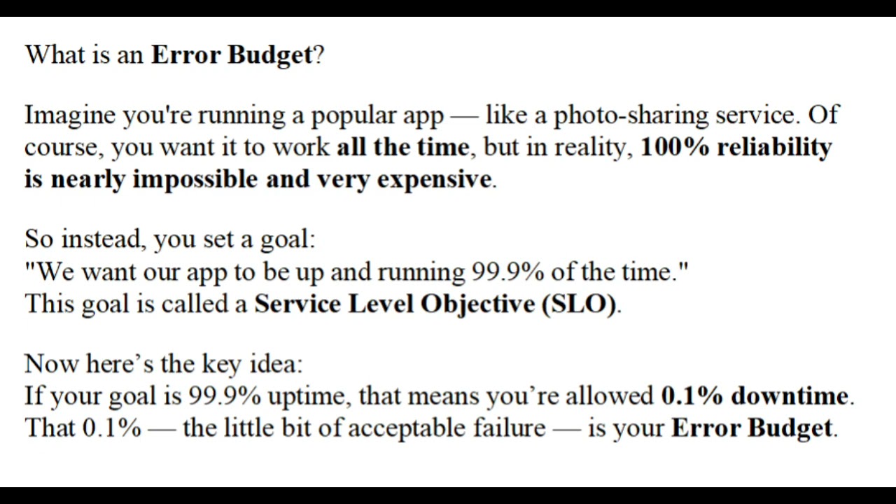 Error Budget in SRE | sre interview questions and answers |