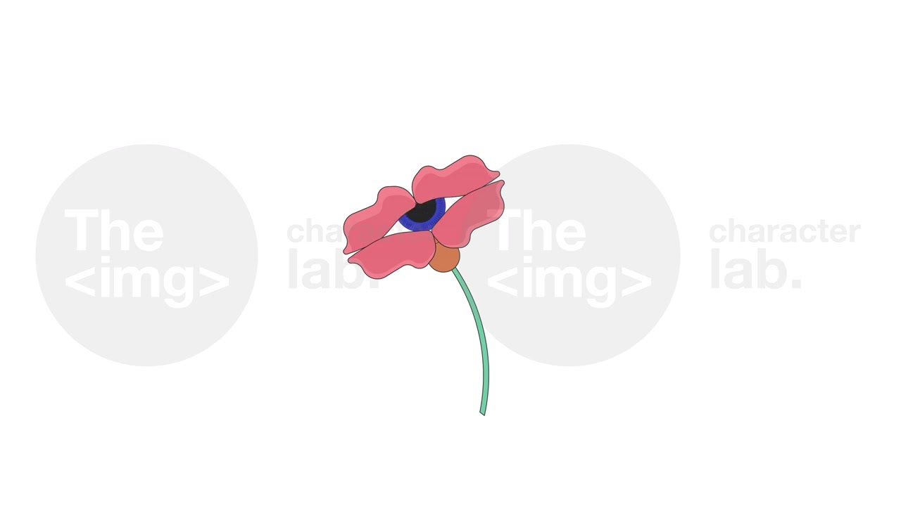 Eyeball flower with stem line 2D object animation