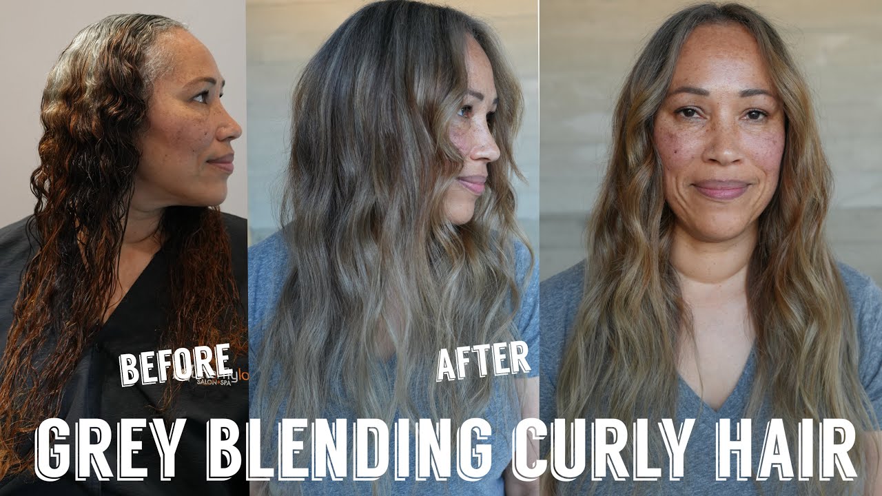 Grey Blending Transformation on Fine Curly Hair | Fixing Grown-Out Box Color & Old Highlights