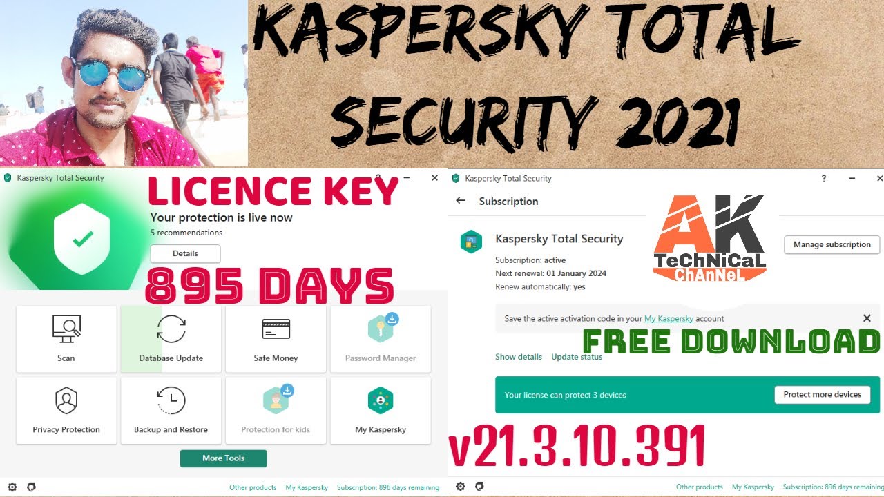 Kaspersky Total Security 2021 Licence Key 895 Days | 100% Working