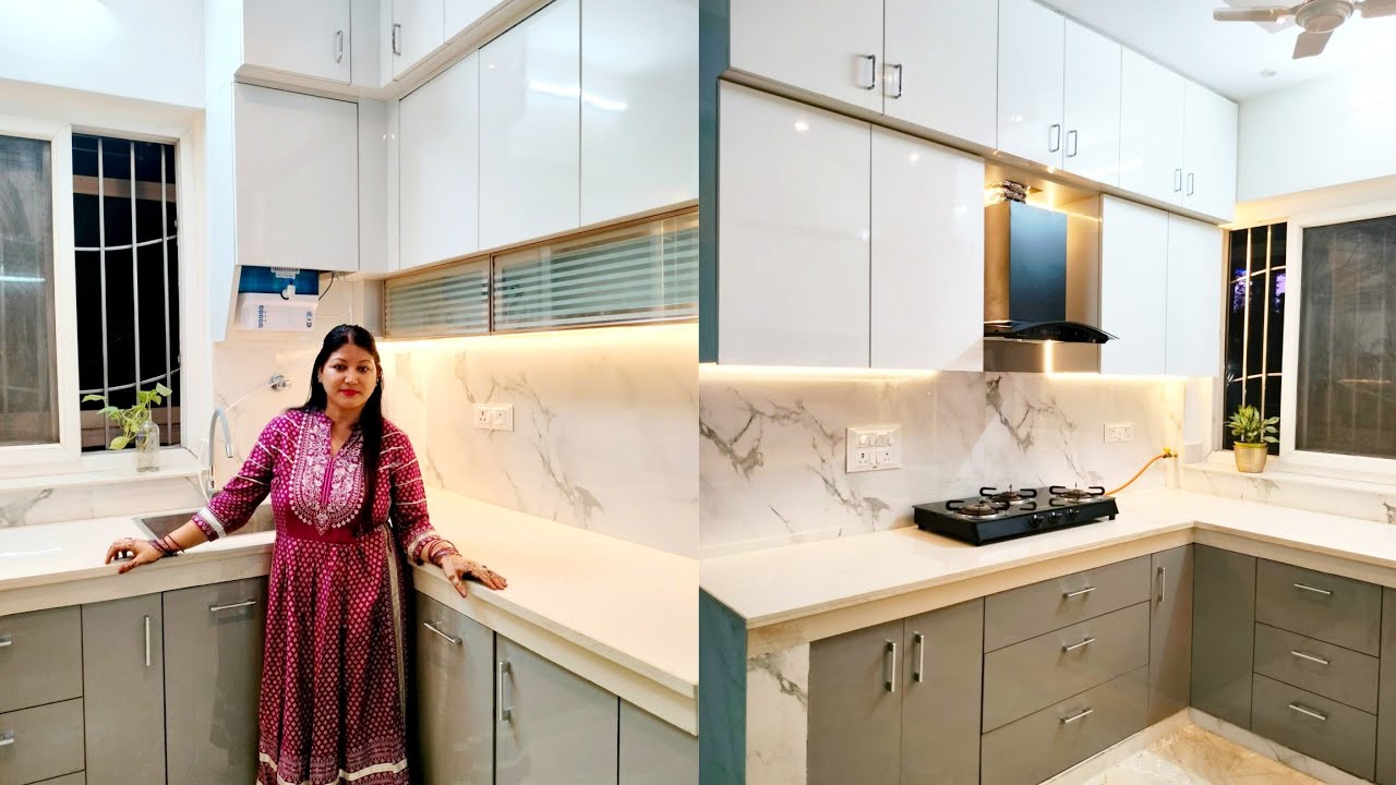 BEST EMPTY KITCHEN TOUR 2024  *LOW BUDGET-LUXURY KITCHEN*LATEST KITCHEN DESIGN IDEAS
