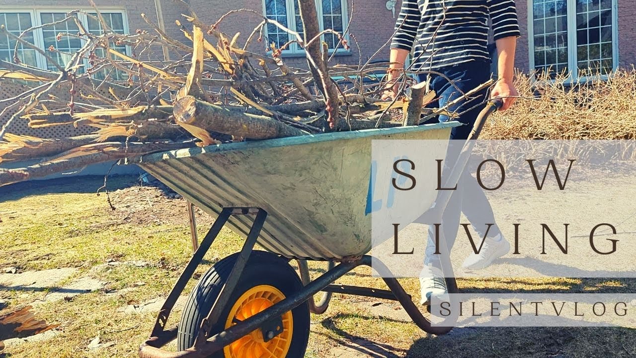 Silent Vlog | First Garden Spring Cleaning | Relaxing Video | Slow Living