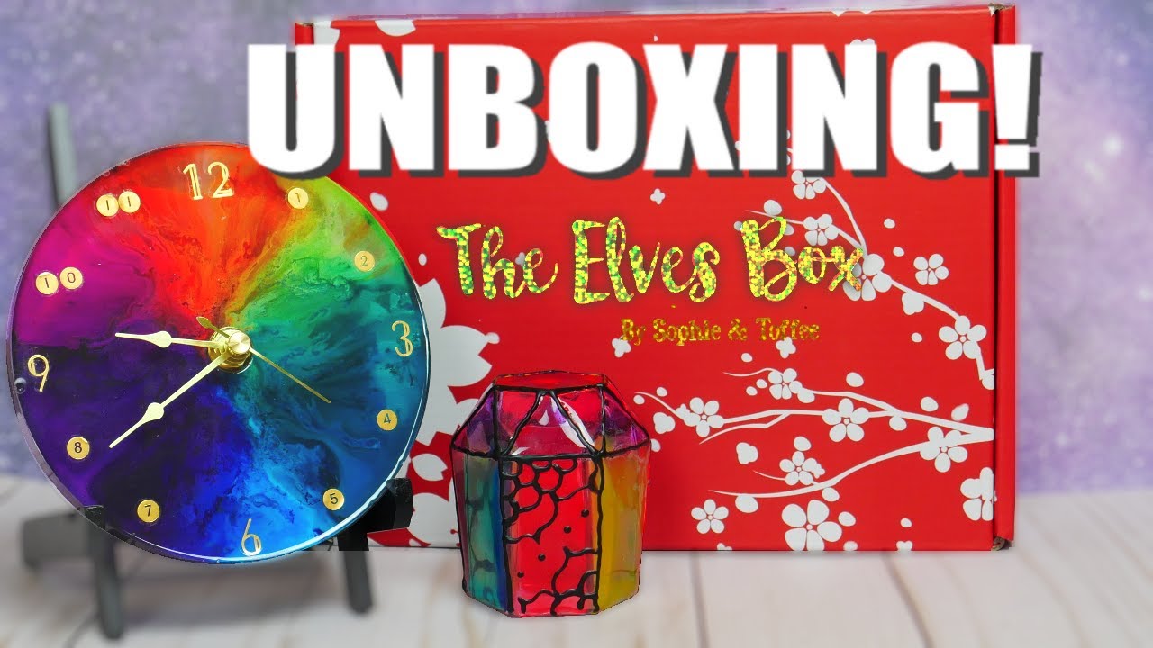 I LOVE MY CLOCK! Sophie & Toffee April Elves Box Unboxing | Stained Glass Resin Craft | Alcohol Ink