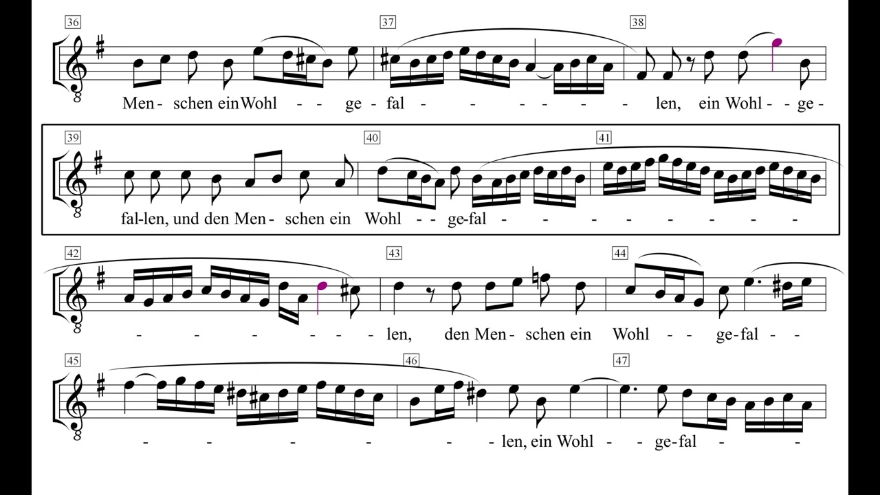 Weihnachtsoratorium 21 Ehre sei Gott in der Höhe  - Tenor ab Takt 1 minus 2
