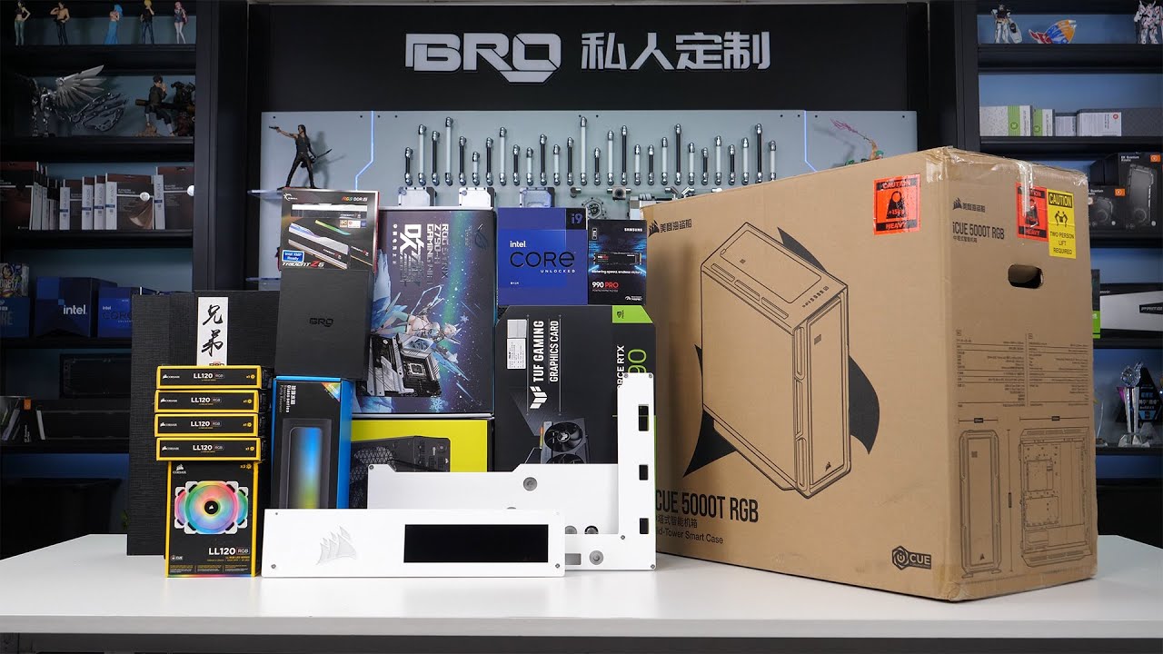 「BRO」4K PC Build Corsair iCUE 5000T RGB Full White Theme With 13900K+RTX4090.海盗船5000T 全白色主题 