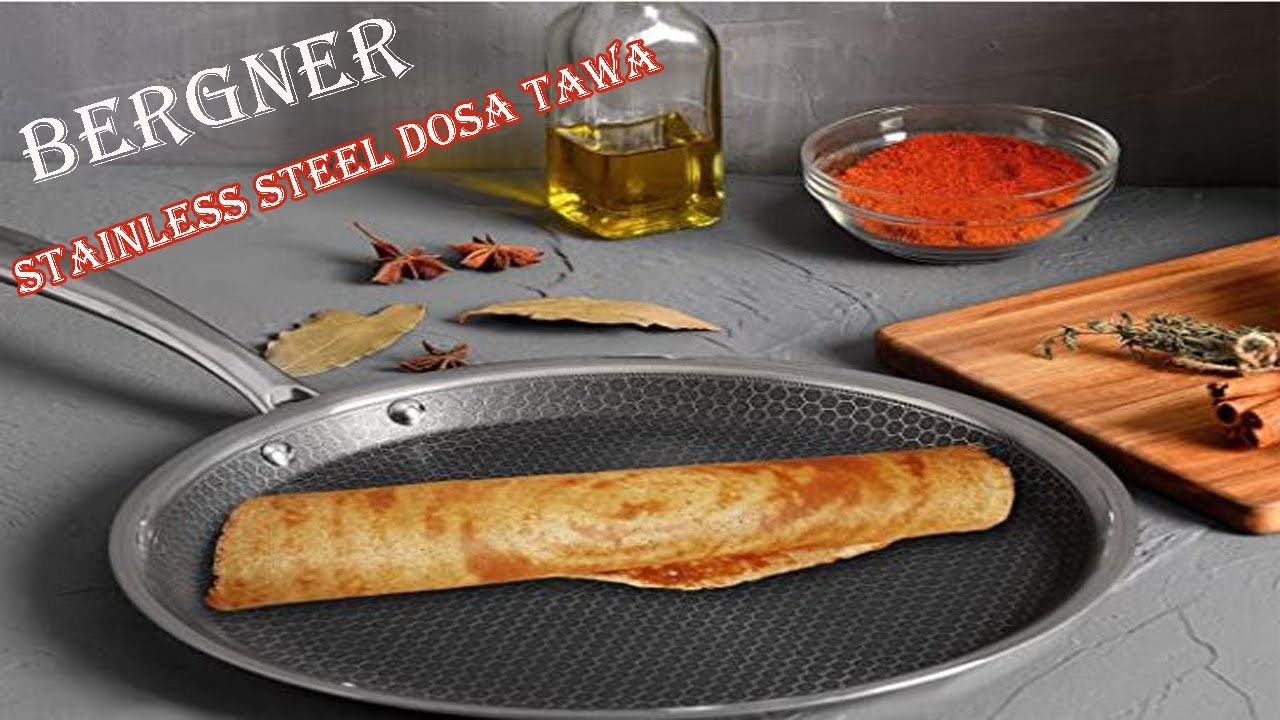 BERGNER HI-TECH PRISM Dosa Tawa | Bergner Triply Stainless Steel Dosa Tawa Unboxing & Demo