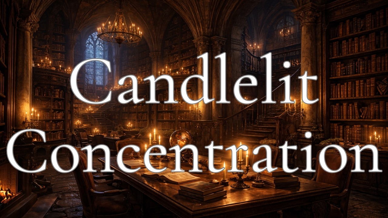 4 Hours in a Candlelit Ancient Library 📚 Dark Academia Study Ambience Focus, Reading & Relaxation
