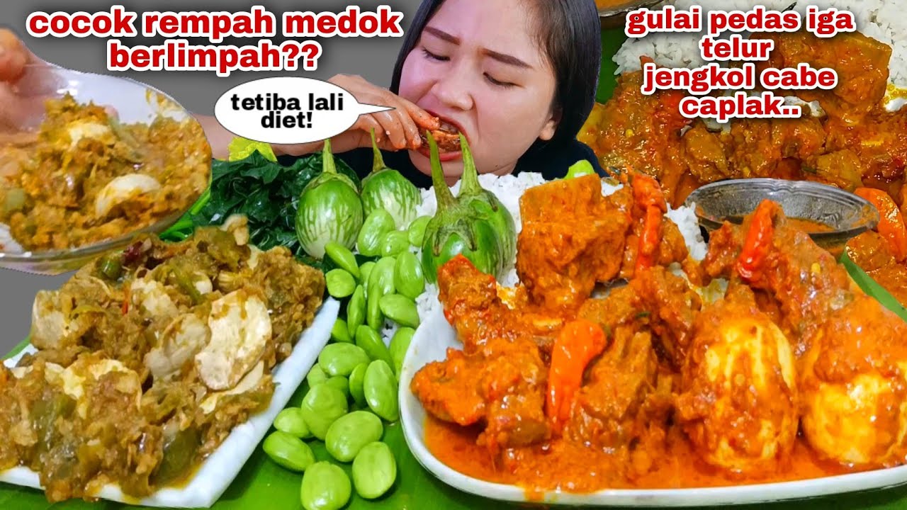 NYAMAN NIKMAT MENGGIURKAN🤤 GULAI PEDAS IGA SAPI TELUR JENGKOL SAMBAL IJO LALAPAN MENTAH