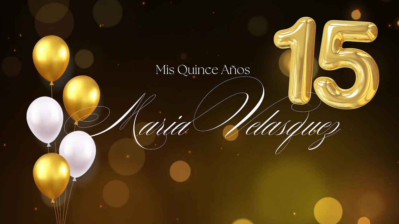 Gold Quincea&ntilde;era Photo Slideshow Canva Video Template, Birthday Slideshow Canva Template