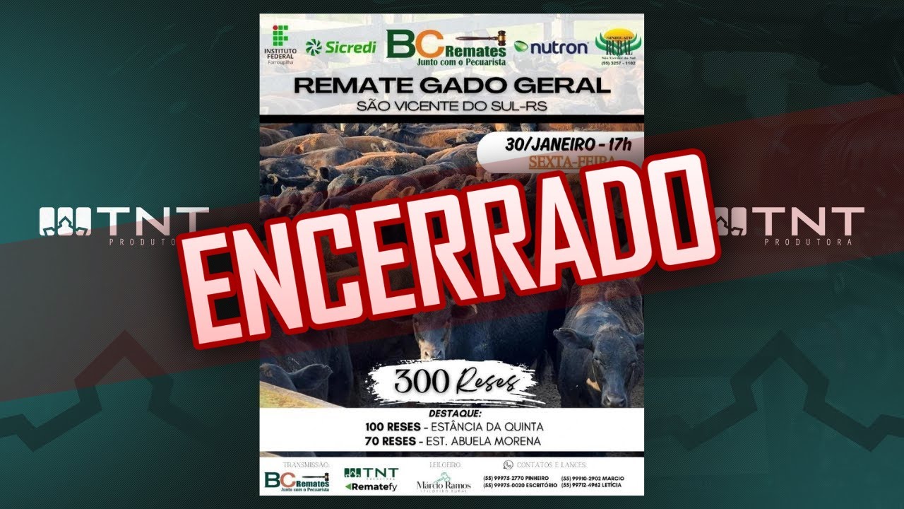 30/01 - Gado Geral BC Remates | 17h