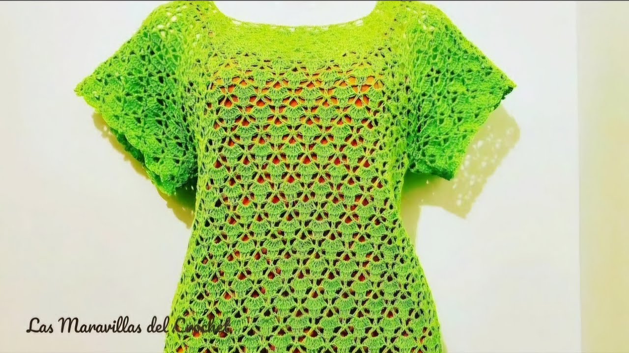 BLUSA a CROCHET paso a paso Canesu Rectangular #crochet #LasMaravillasdelCrochet