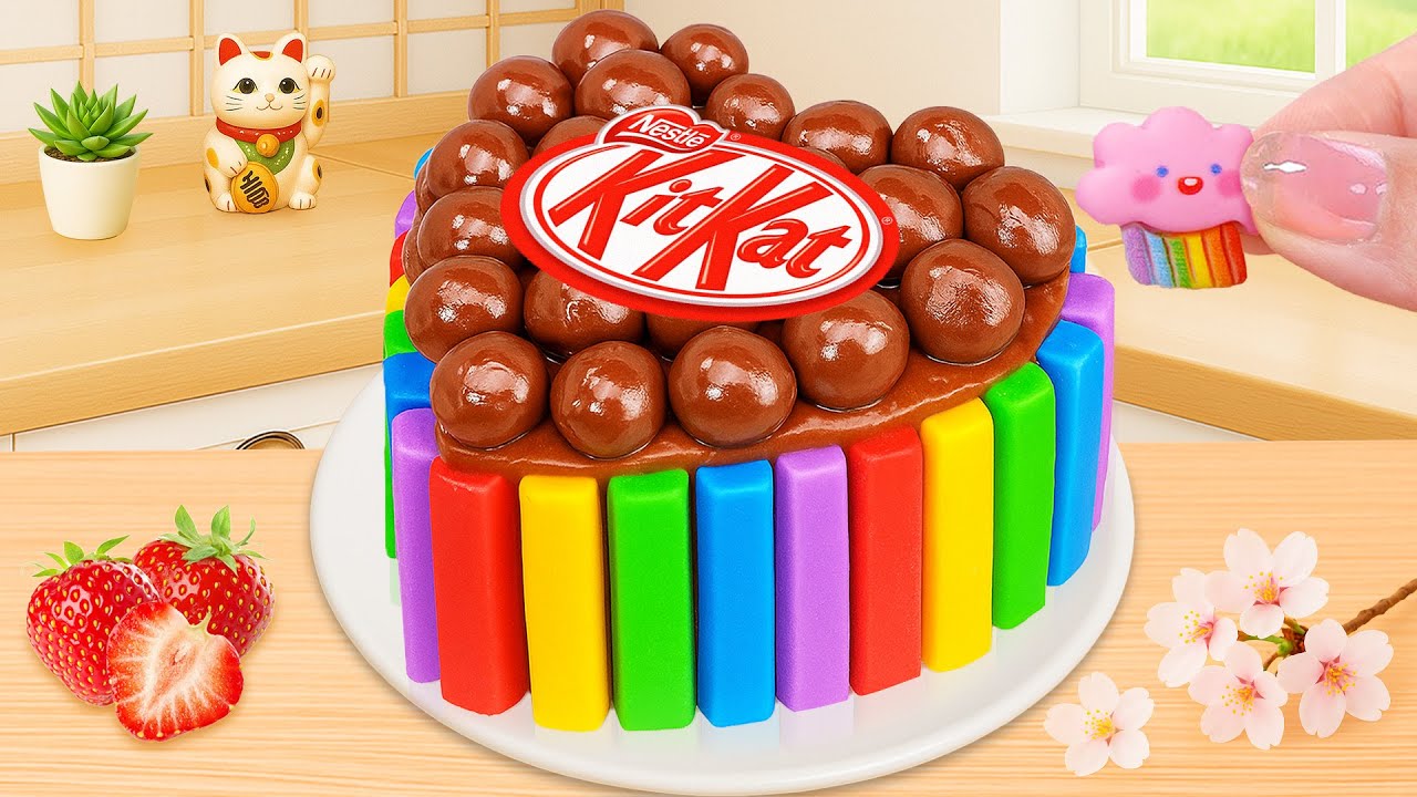 Rainbow KitKat Cake ASMR 🍫🌈 | キットカットのレインボーケーキ | Sweet Japan