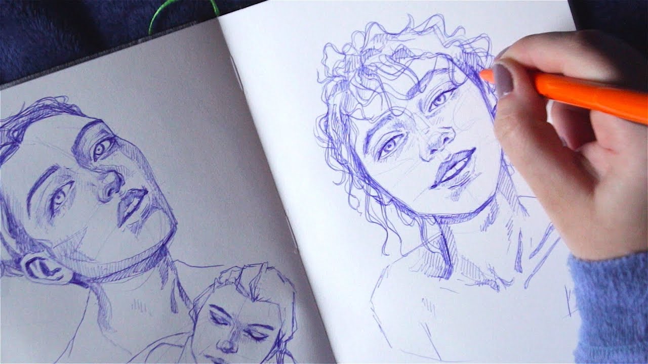 some ball point sketching in bed