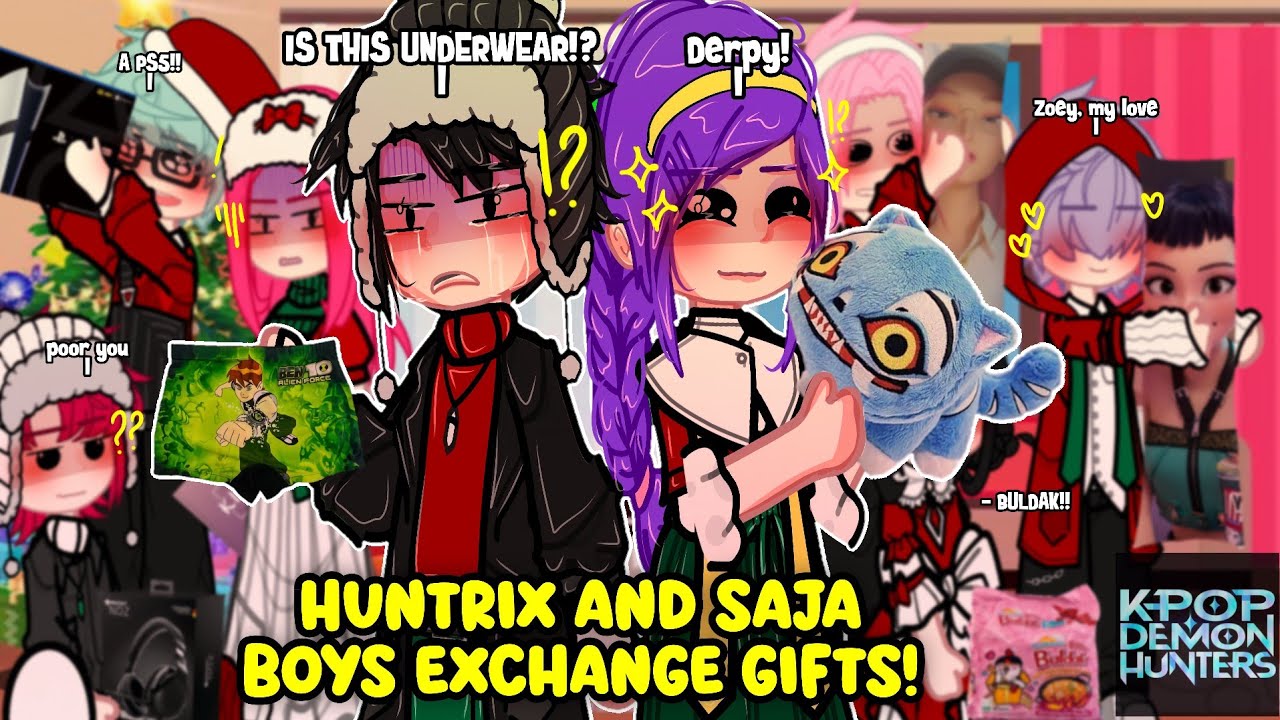 HUNTRIX & SAJA BOYS Exchange Gifts! || KPOP Demon Hunters || Ships + Funny Skit || Part 2/2 || GACHA