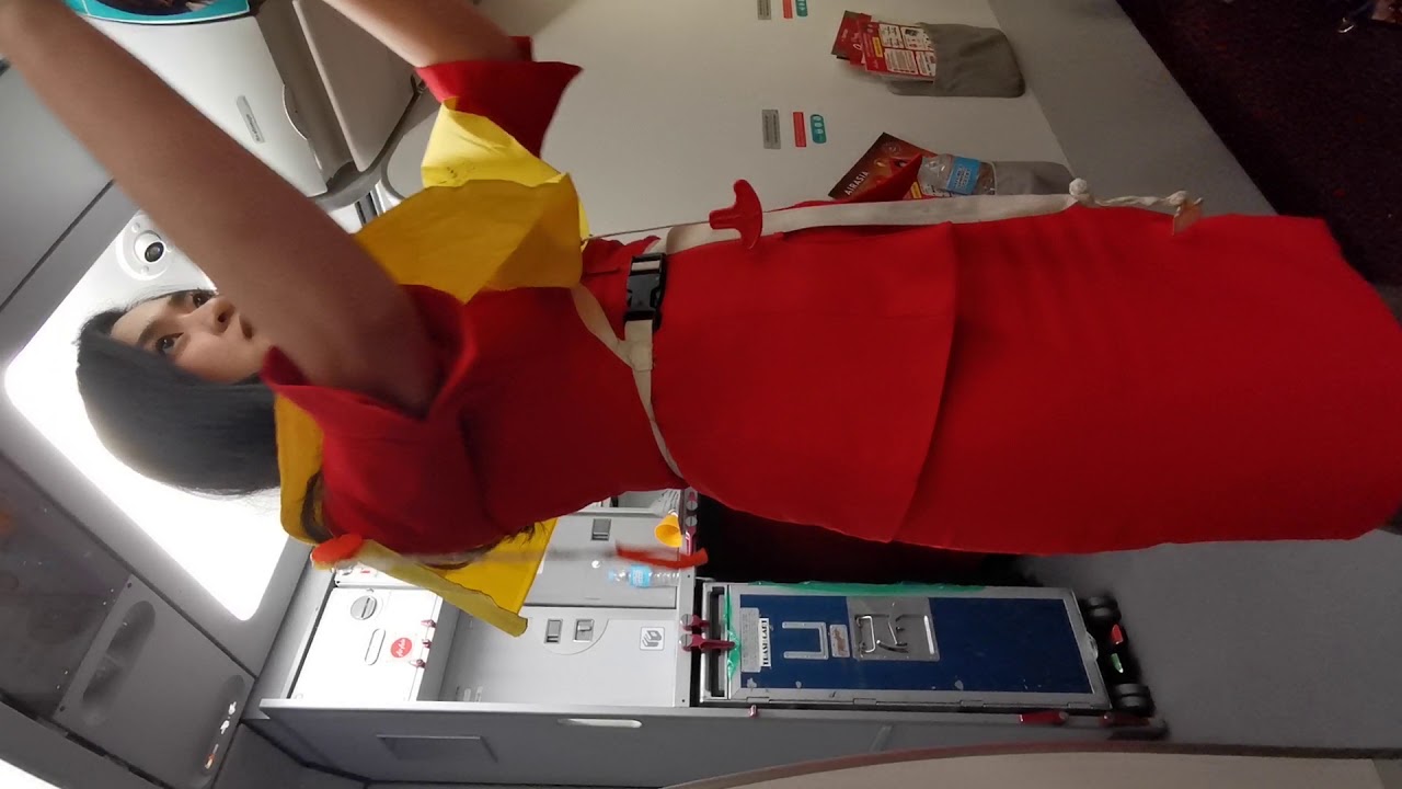 Demo re safety measures while boarding in the Airplane