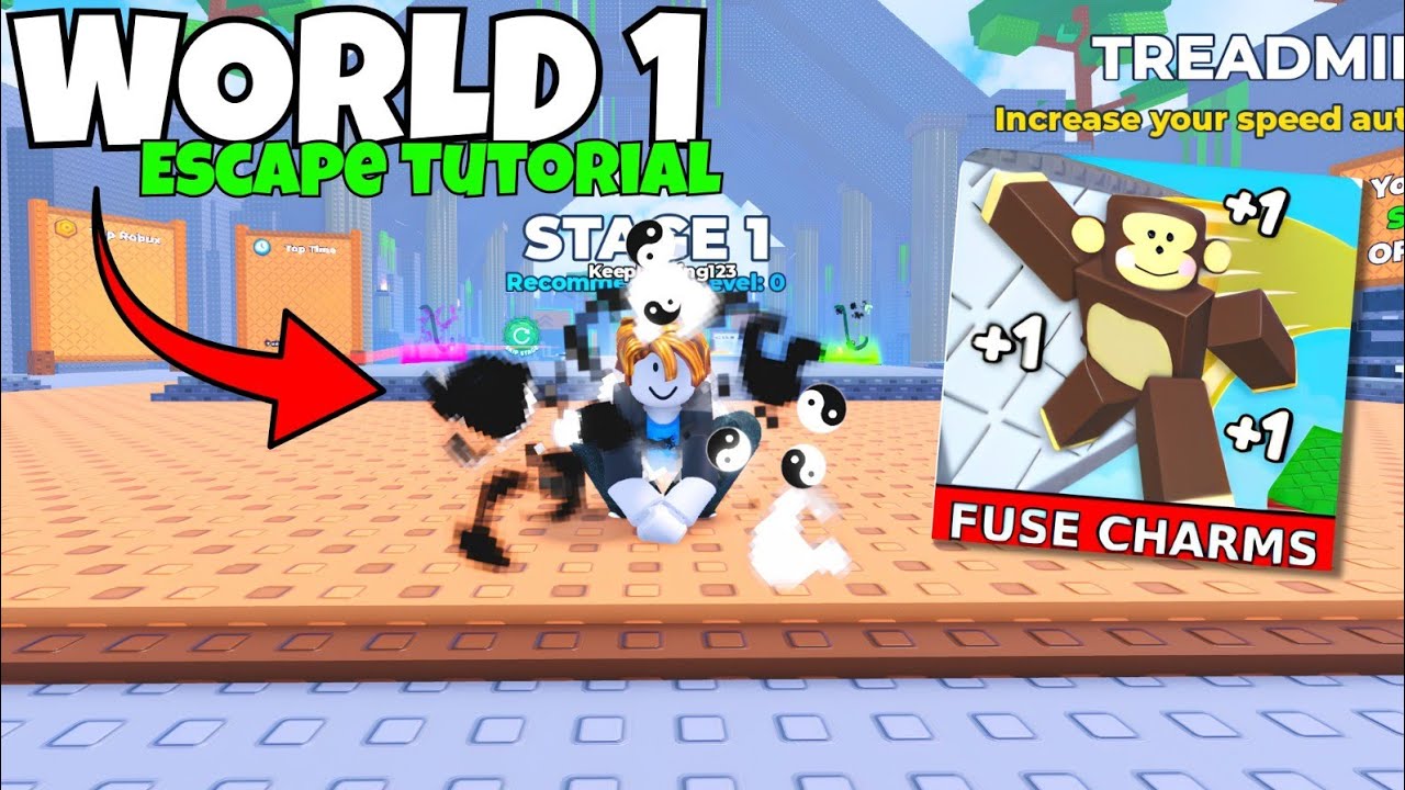 World 1 Escape Tutorial +1 Speed Monkey Escape (Stage 1 Fuse Charms Guide!)