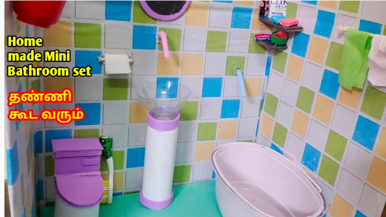 Home made mini Bathroom set making/தண்ணி கூட வரும்/craft tamil
