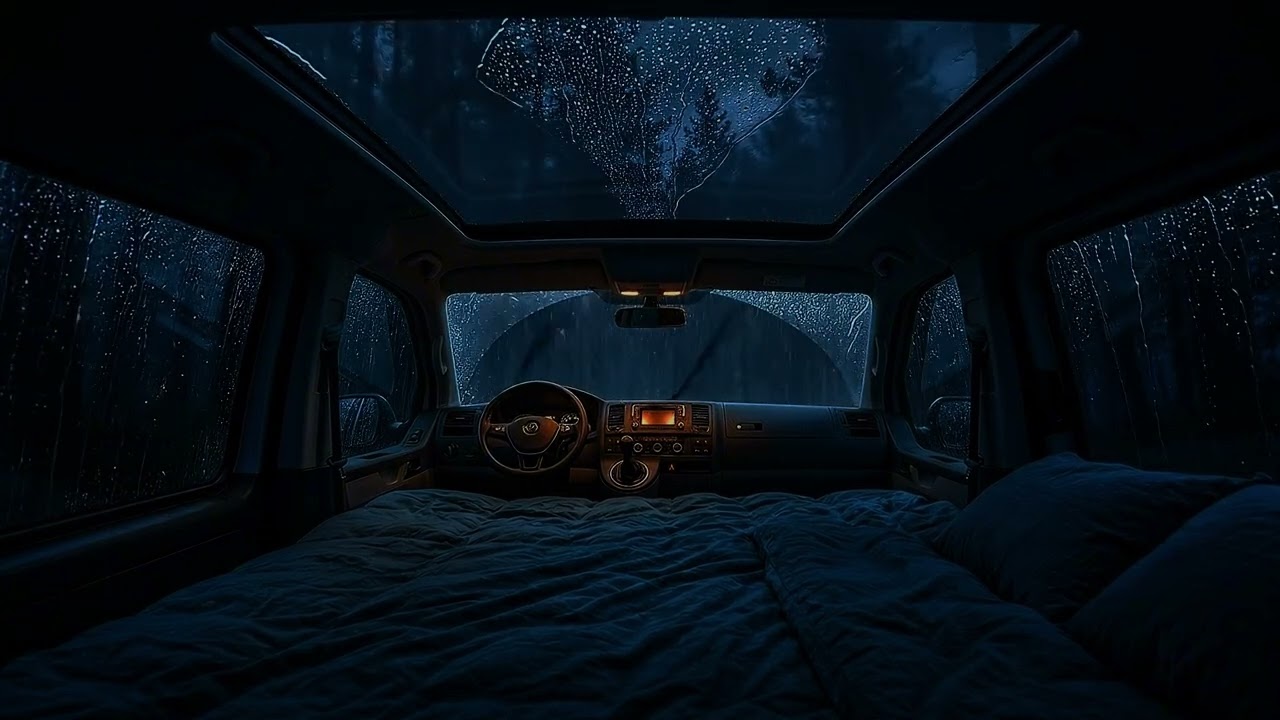 Stormy Night Camping Car Ambience | Heavy Rain & Thunder Sounds to Fall Asleep Instantly