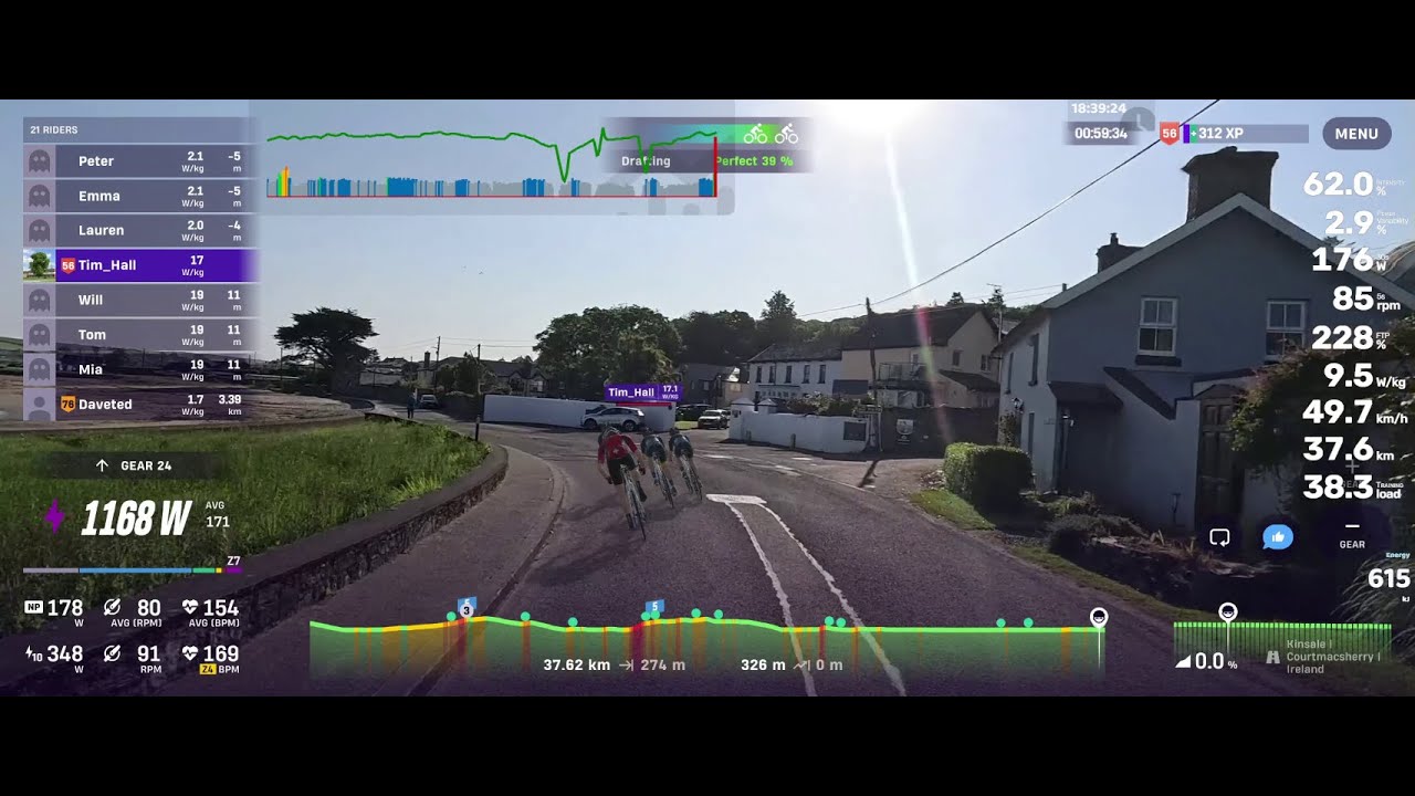 Rouvy - Training - 20251229 - 5s, 10s, & 15s Sprint Dev (Tar = 300m Sprint Finishes) & 2h30m Eff Dev
