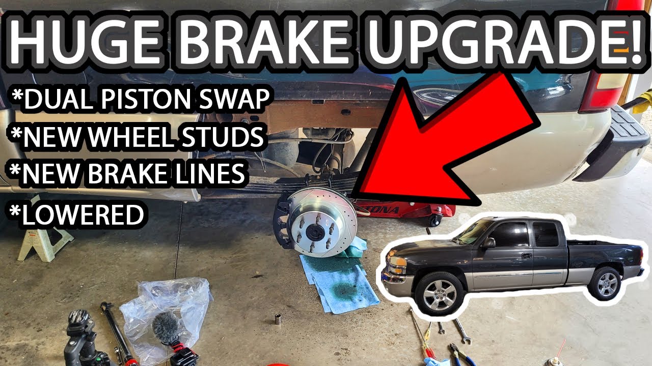 2003 Sierra Makeover Part 3 (How to Convert to Dual Rear Caliper, New Wheel Studs and Lowering)