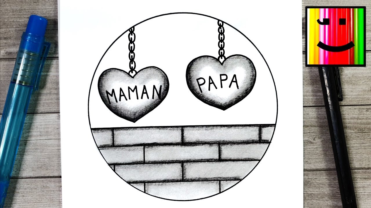 Comment dessiner MAMAN et PAPA - Dessin facile &agrave; faire