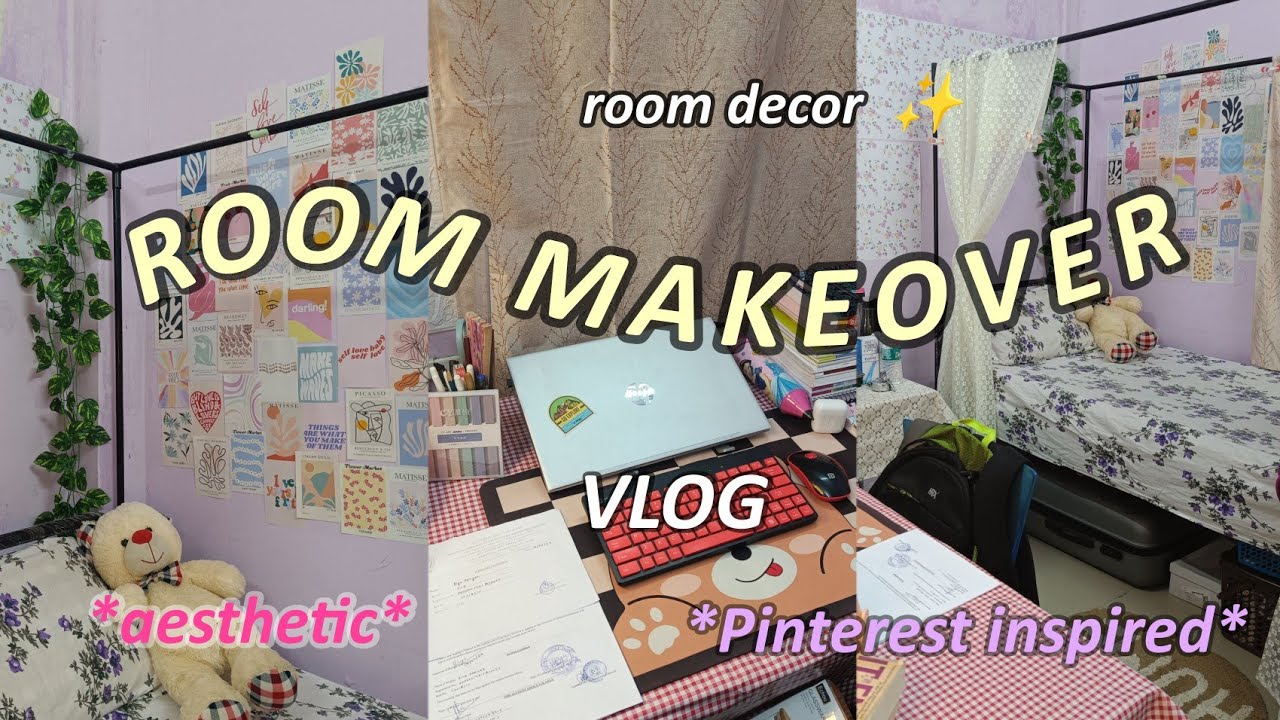 ROOM MAKEOVER (hostel room) ✨ *Pinterest inspired*, small room, aesthetic, affordable