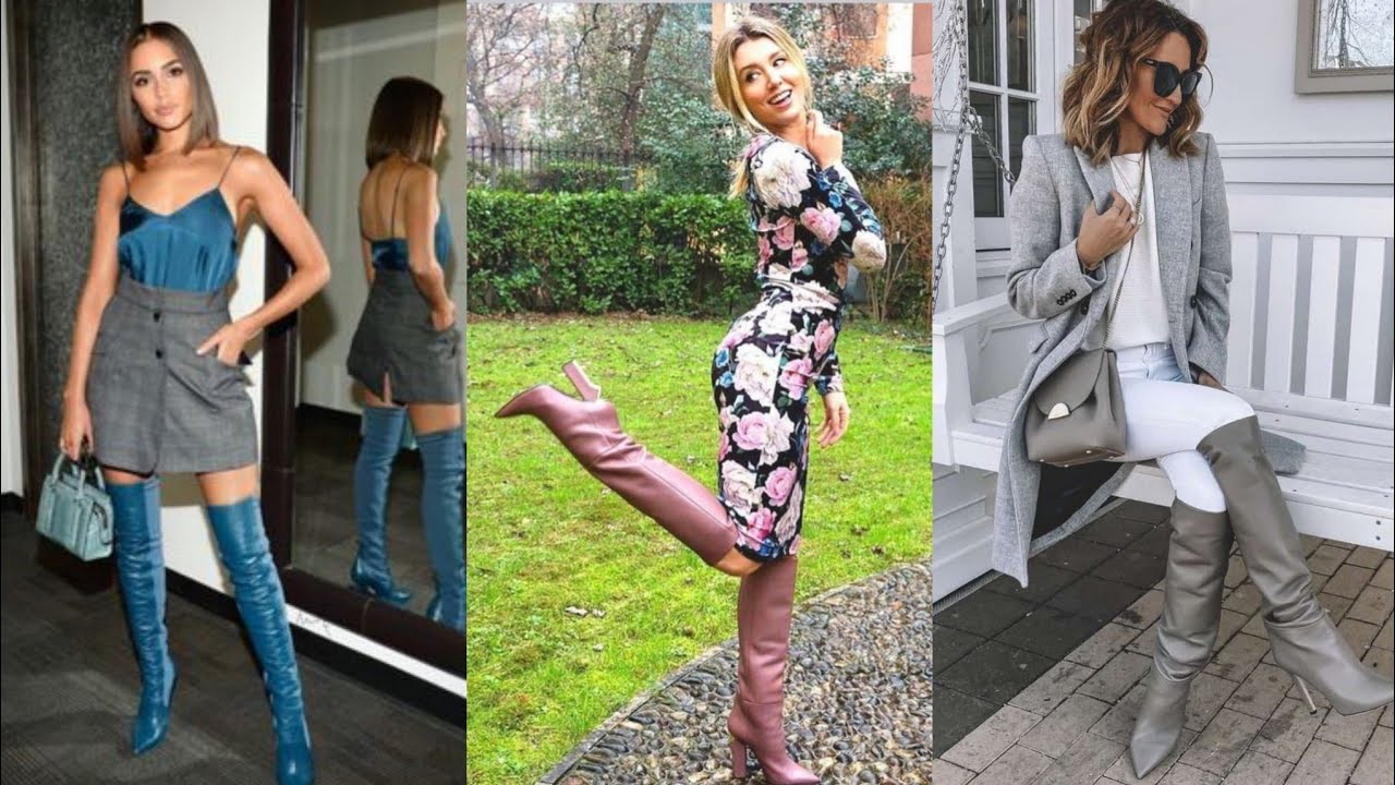 Amazing collection of German leather thigh high heel boots#leather knee boots