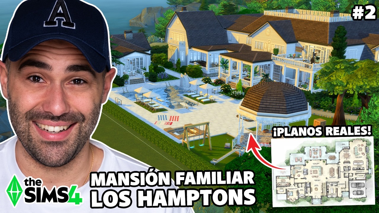 Decoramos esta MANSI&Oacute;N FAMILIAR con PLANOS REALES en los Sims 4 🏠 NO CC | Parte 2