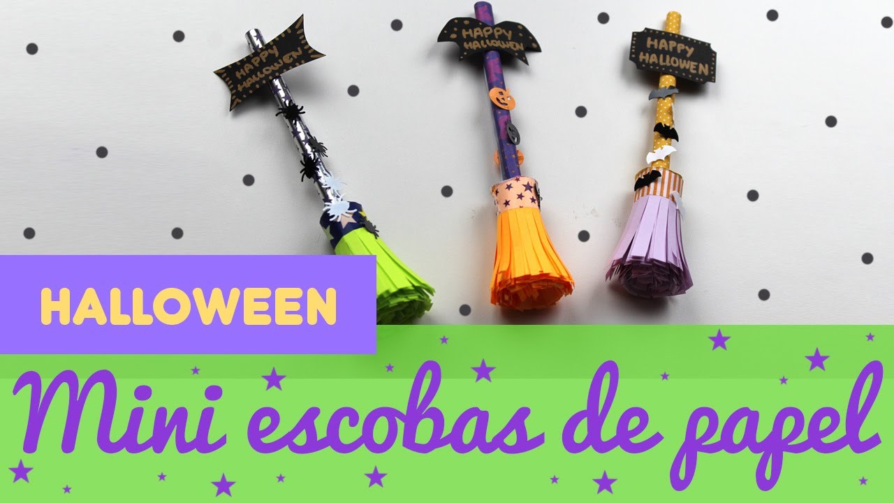 MESEROS DE HALLOWEEN 🧹🧹 Mini escobas de papel para halloween 🧹🧹