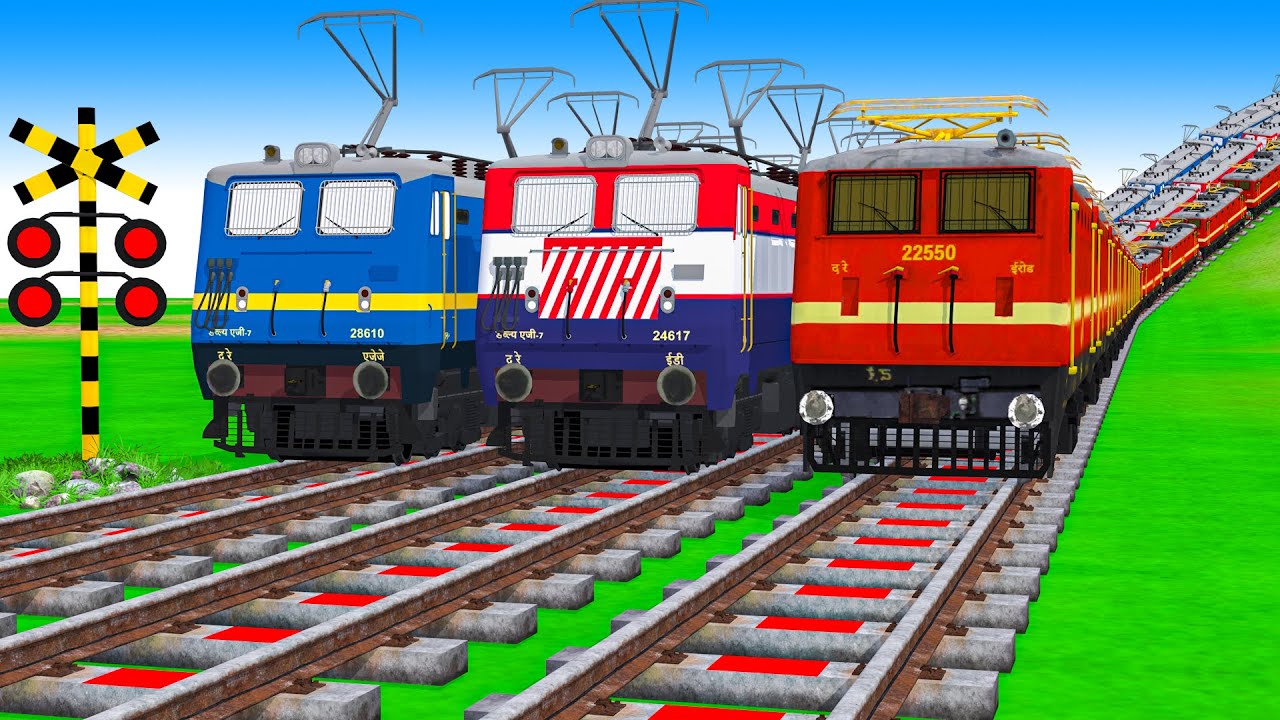【踏切アニメ】あぶない電車 空中 6 Trains Climbing Pynamid 2025 🚦 Fumikiri 3D Railroad Crossing Animation #1million