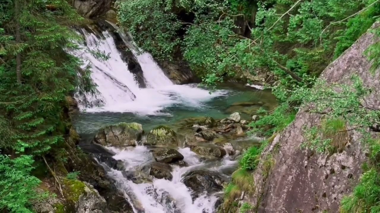 Blue Waterfall in Lush Green Forest 🌿 Relaxing Nature Sounds | Waterfall White Noise