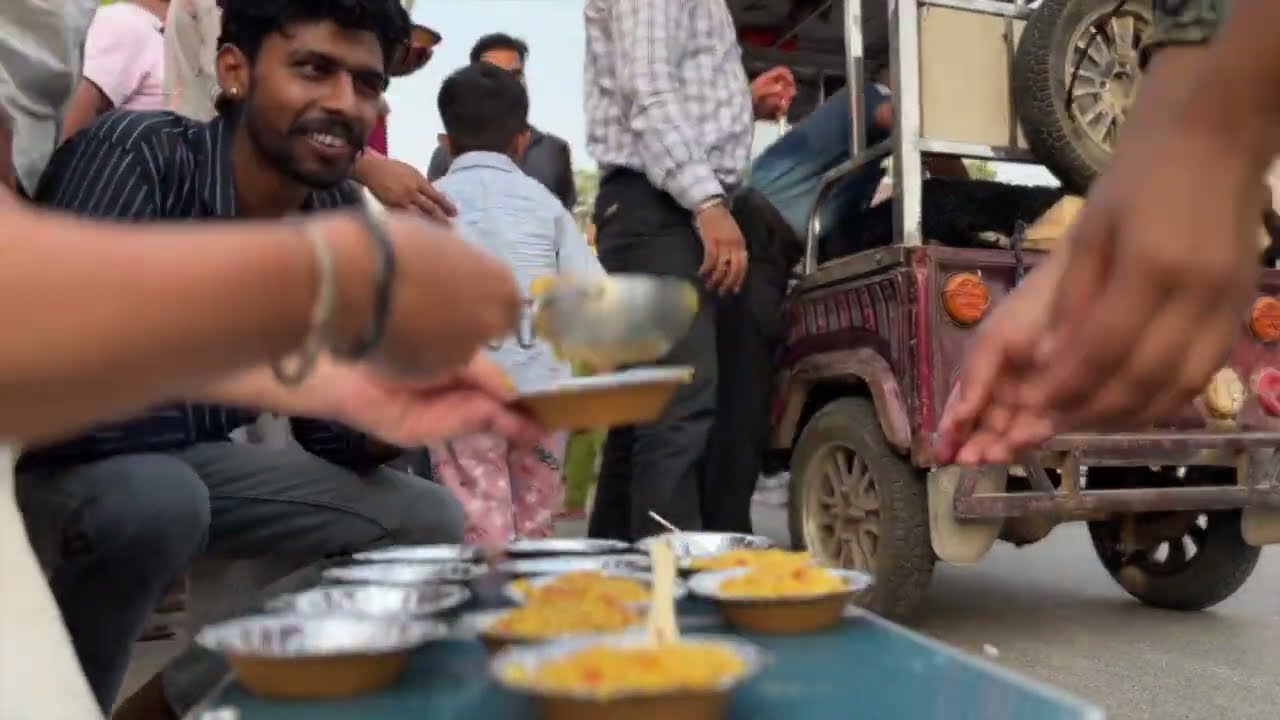 Very tasty! The best free food on the streets of Vrindavan! Kichri prasadam for everyone!