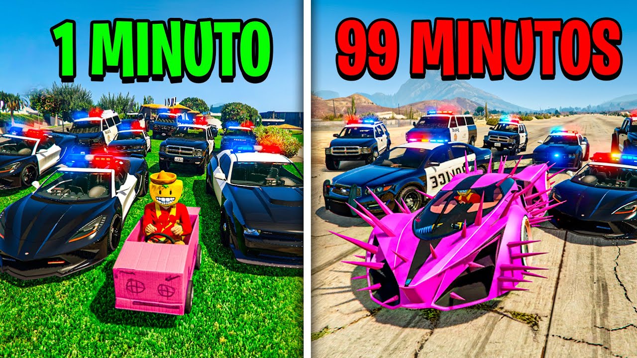 POLICIAS vs LADRONES pero mi coche MEJORA cada MINUTO!! - GTA 5 Online