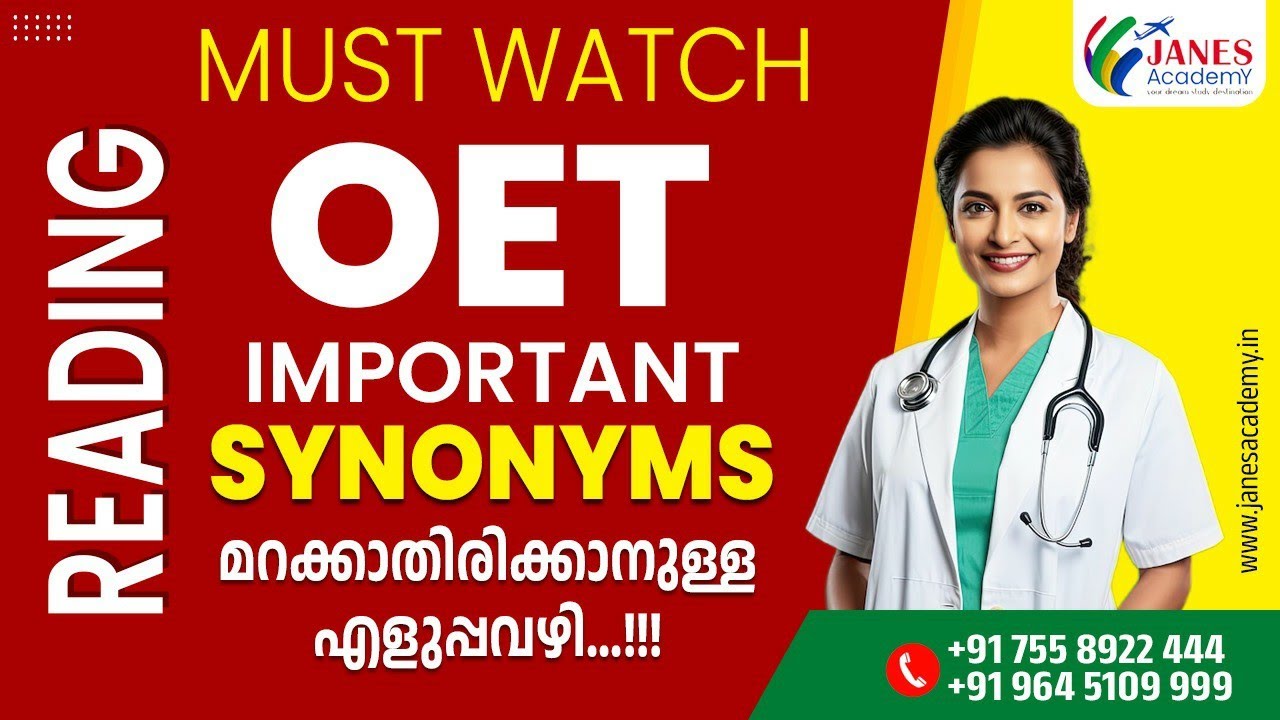 Important Synonyms in OET Reading