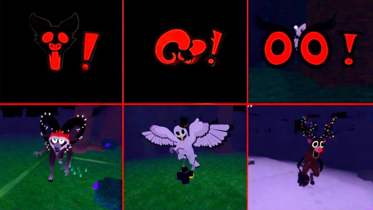 99 Nights in the Forest - OWL vs BAT vs RAM vs DEER vs WOLF & CHRISTMAS DEER ALL JUMPSCARES | ROBLOX